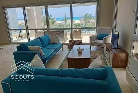 Second floor chalet for sale in Lavista Ray Village, Ain Sokhna. 120 sq m finished, prime view, 24-hour Porto Ain Sokhna services.