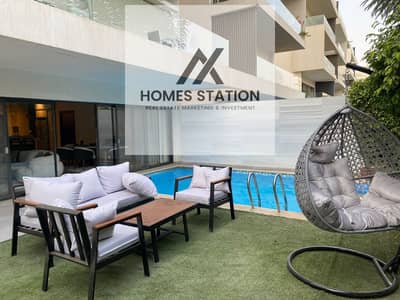 Luxury Fully Furnished Apartment for Rent in Lake View Residence Featuring a Private Garden, Private Swimming Pool, Ground Floor Location, and an Excl