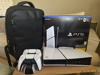 بلايستيشن ٥ سليم ديجيتال زيرو مستخدمش للبيع معاه ١١ لعبة برايمري ps5