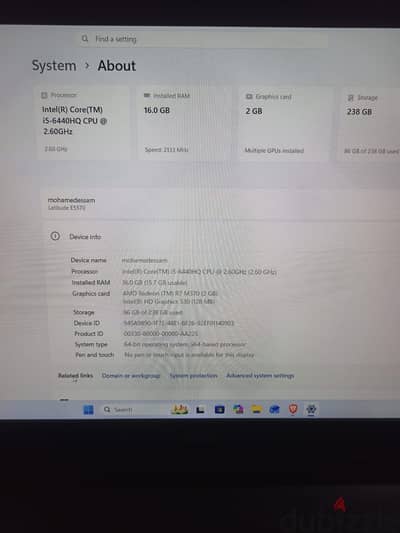 لاب ديل بكارت شاشه خارجي 2 جيجا ddr5  ومعالجHQ