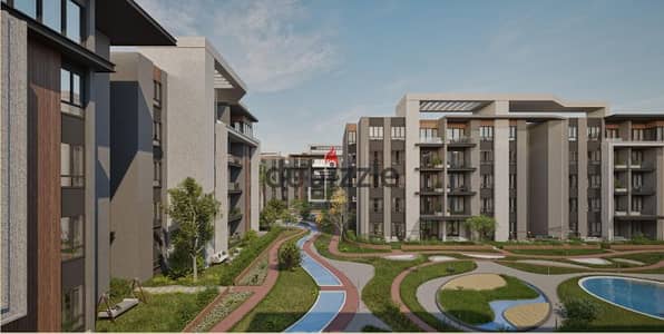 3-bedroom apartment for sale in Hadayek October, facing Sun Capital compound; features a garden view and is available with a 400,000 down payment and