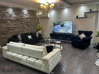 Apartment in Al Rehab 2 197 sqm apartment with a 50 sqm garden; prime location. 3 bedrooms, including a master bedroom with an en-suite bathroom, a dr