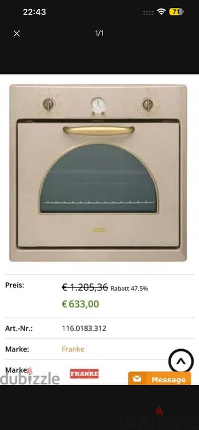 Franke Swiss Gas Oven
