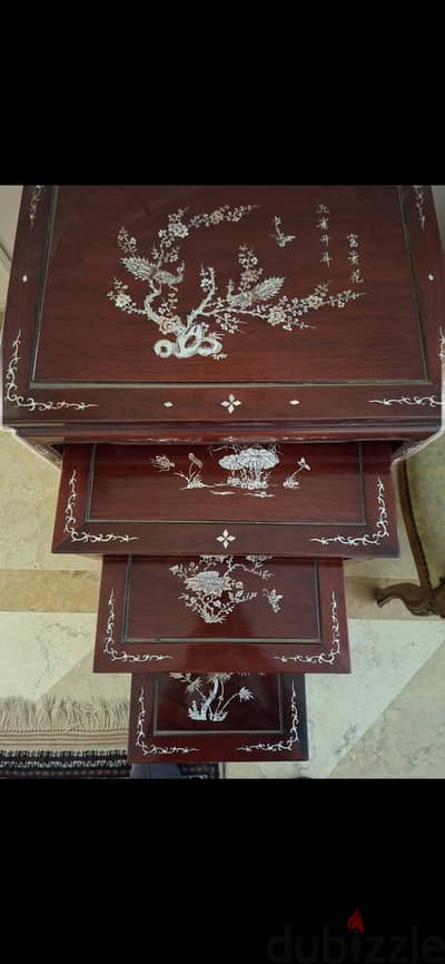 4 side table rose wood  tinged with mother of pearl