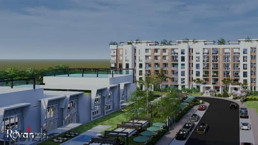Apartment for Sale in Rovana Pulse Compound, in the Heart of Sheikh Zayed. 120 sqm, directly overlooking El Thawra El Khadra. Pay only 10% down