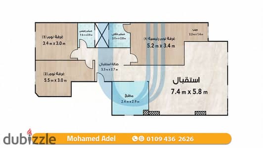 شقة 155م للبيع - الابراهيمية - شارع ابو قير رئيسي - وجهة بحرية - السعر 6.400. 000ج كاش