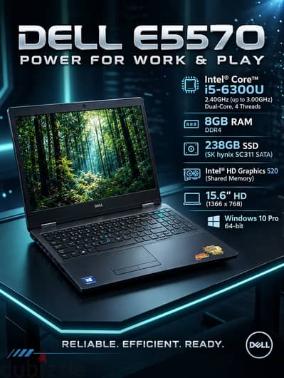 لاب توب Dell Latitude E5570 Core i5 جيل سادس SSD 256GB RAM 8GB