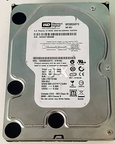 هارد ديسك "Western Digital" ٥٠٠ جيجا (١/٢ تيرا) تايلاندى الصنع