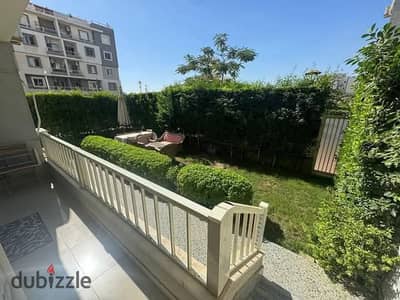 Ground-floor apartment with a private garden in the Jayd compound, New Cairo (opposite Al-Rehab); Ready To Move with a down payment and the remainder