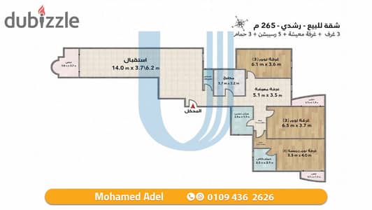 Apartment 265m for Sale - Roshdy - Tram direct - Price 9.000. 000 EGP Cash