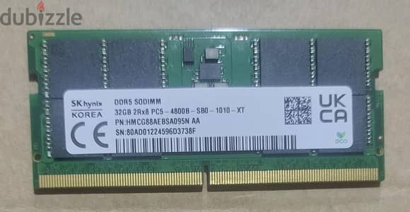 للبيع رام لابتوب SK hynix DDR5 32GB 4800MHz
