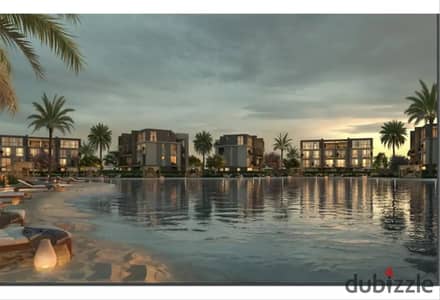 Ground-floor chalet for sale with a garden view overlooking the lagoon; handover in 2027. Located at Cali Coast, Ras El Hekma, North Coast.