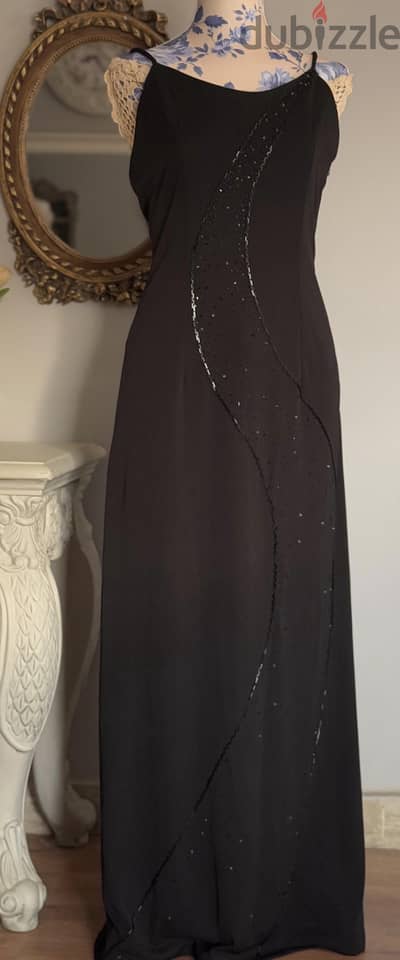 فستان سوارية أسود | maxi black dress