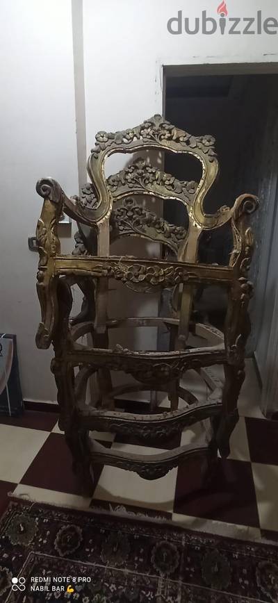 طقم اربع كراسي صالون كلاسيك  خشب زان احمر أويمه يدوي فاخر ه