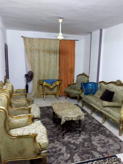 Furnished apartment for rent in Maadi Gardens near the metro station consisting of two bedrooms, a reception, a bathroom, and a kitchen on the first upper floor.