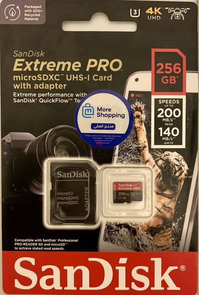للبيع كارت ميموري SanDisk Extreme PRO 256GB — جديد