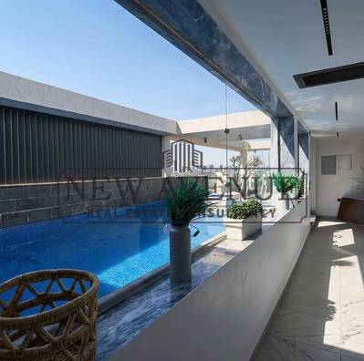 Fully Furnished with Kitchen Cabinets and Appliances and AC's Penthouse Delivered for Sale in Lake view Residence 1 - New Cairo - Direct on Lake