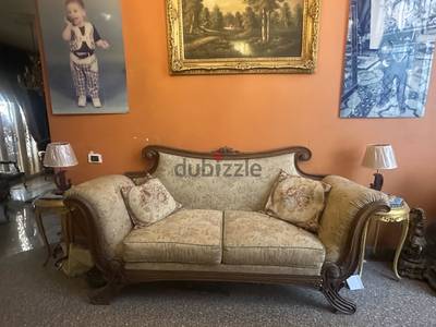 طقم كنب  (٣) خشب زان مستعمل furniture set 3 pcs used