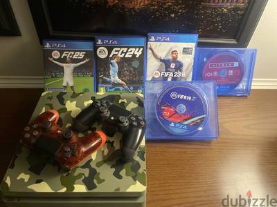 PS4 slim 1tera unlimited edition + 2 controller and 5 games