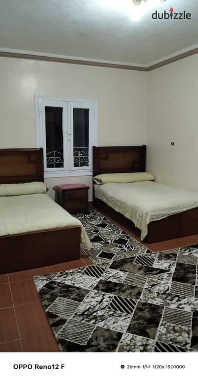 For rent daily furnished apartment in Maadi near the Olympic Club, Maadi Library, and Nasr Street, Arab Maadi consisting of two bedrooms, reception, bathroom, and kitchen for families and committed young people only