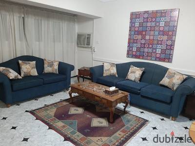 For daily rent, a furnished apartment on Al-Nasr Street next to Andalusia Hospital and Al-Lasliky Street. It consists of two bedrooms, a reception area, a bathroom, and a kitchen fully air-conditioned with Wi-Fi and natural gas. A high-class and quiet location near all services for families and committed youth only.