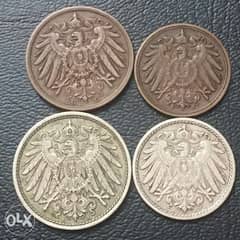 ١ و ٢ و ٥ و ١٠ فننج الامبراطورية الألمانية الاصدار الأخير 0