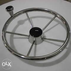 13-1/2 inch Boat Steering Wheel Stainless 5 Spoke 25 Degree with Knob 0