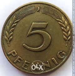 عمله قديمه ألماني 5pfennig 1950 0
