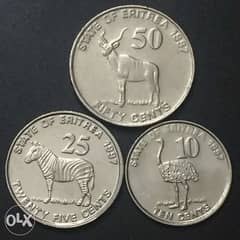 ١٠ و ٢٥ و ٥٠ سنت ارتيريا ١٩٩١ 0