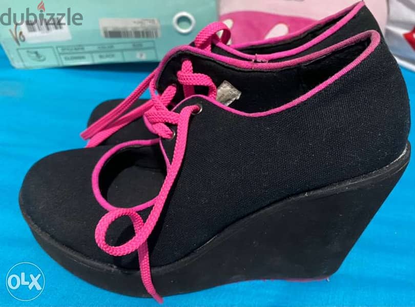 black wedge shoes size 36شوز 1