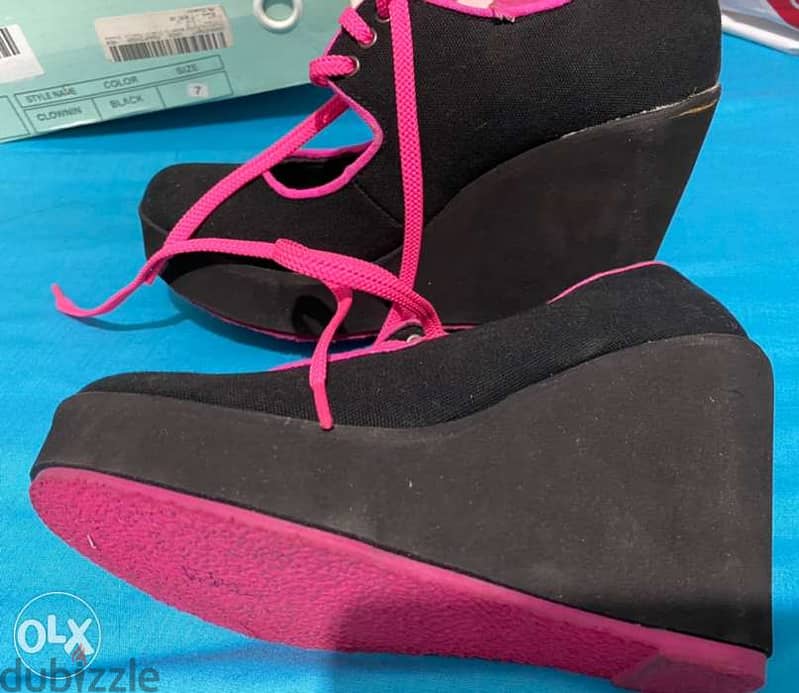 black wedge shoes size 36شوز 2