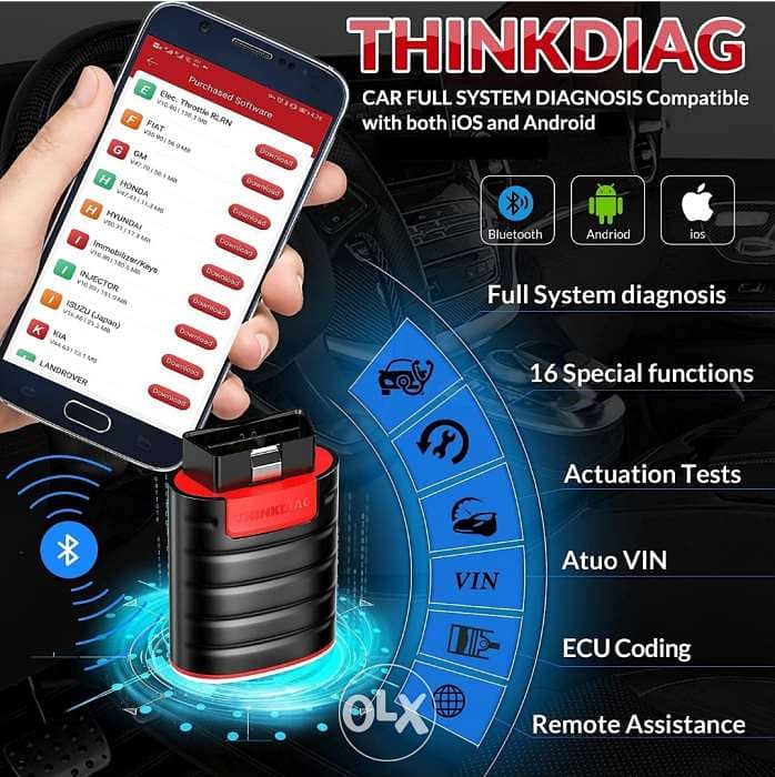 Thinkdiag OBD2 بلوتوث ماسح ضوئي، جميع النظام أداة مسح جانبي الاتجاه أد 1