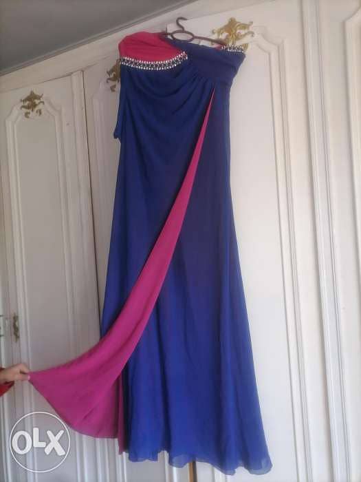 فستان سواريه لوزن ٥٥ ك لون ازرق زهري في فوشيه 1