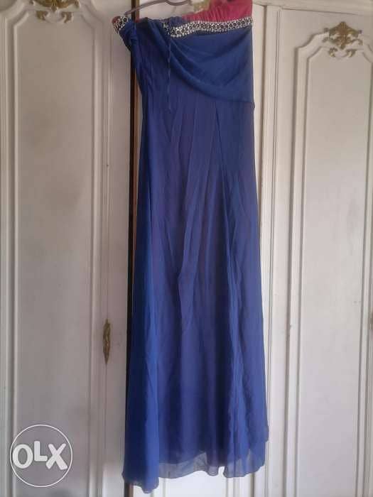 فستان سواريه لوزن ٥٥ ك لون ازرق زهري في فوشيه 2