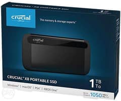 Crucial X8 External Portable SSD 1TB Speed 1050 MBs USB 3.2 Type-C to
