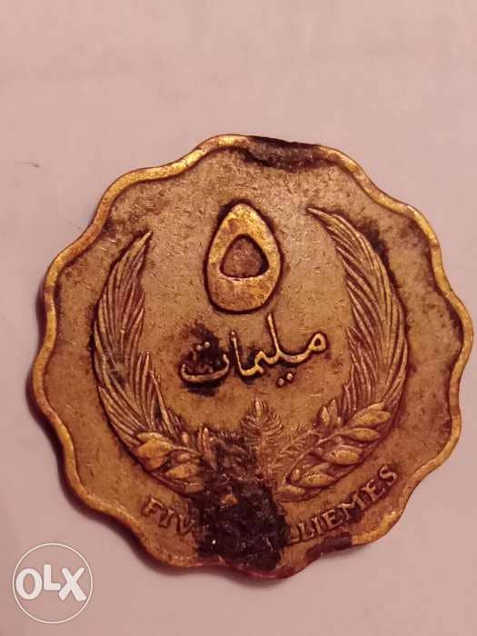 ٥ مليمات ليبيه ١٩٦٥ المملكة الليبية 1