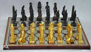 طقم شطرنج نحاس خالص حجم كبير فرعوني+ قاعده صدف 0