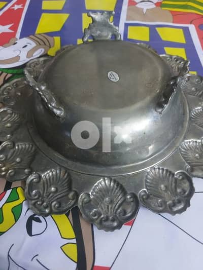 طبق فاكهه نحاس مطلى فضه