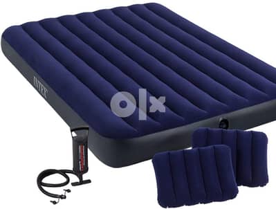 مرتبه تخييم زوجى بمخدتين و منفاخ intex air bed