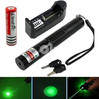 ليزر أخضر up to 10 km + 18650 rechargable + charger