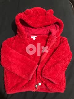 cute red fluffy baby jacket 0