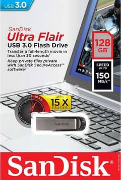 SanDisk 128GB Ultra Flair USB 3.0 Flash Drive سان ديسك 128 جيجا 0