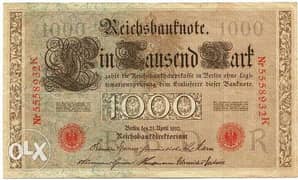 1000 مارك المانيا سنة 1910 0