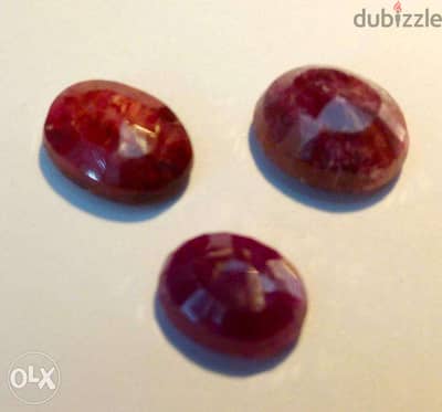 ياقوت طبيعي حر غير معالج، 3 قطع من الياقوت Ruby