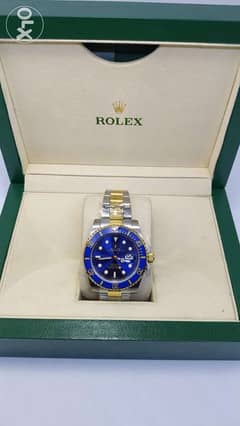 Replica Rolex submariner half gold blue dial with small Rolex box 0