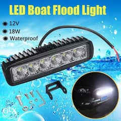 Black Spreader LED Deck/Marine Lights for Boat (Flood Light) 12V 18W 0
