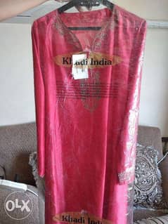 indian sari real silk red dress جلابية حرير طبيعي من الهند