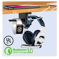 Headphone Stand with USB Charger ستاند سماعة وشاحن موبايلات أمريكي 0