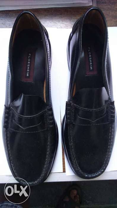 Black Leather Shoes size 43 حذاء اسود مقاس 43