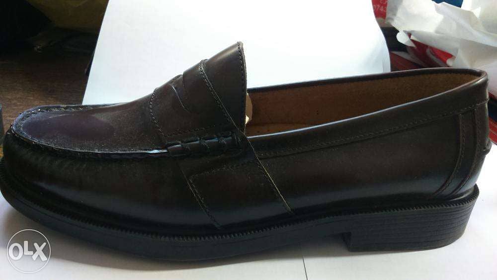 Brown Oxford Genuine Leather Shoes size 43 حذاء جلد اوكسفرد بنى مقاس 1